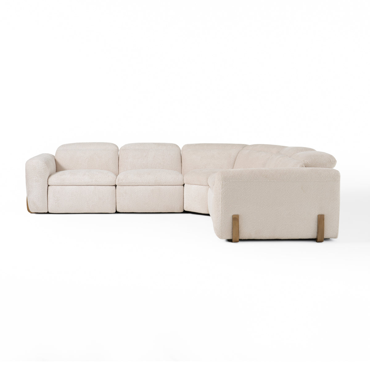 Conrad Modern Beige Fabric Sectional Sofa With 3 Recliners