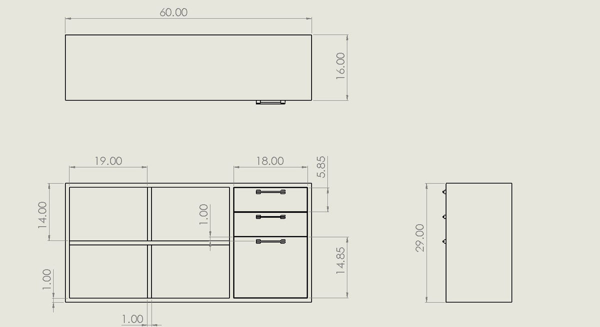 Boston Modern Glass & Faux Concrete Reversible Desk