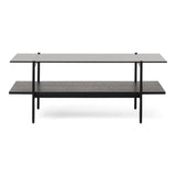 Conley Mid-Century Modern Grey Glass + Black Ash Coffee Table