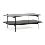 Conley Mid-Century Modern Grey Glass + Black Ash Coffee Table