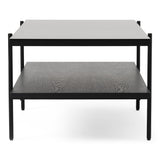 Conley Mid-Century Modern Grey Glass + Black Ash Coffee Table