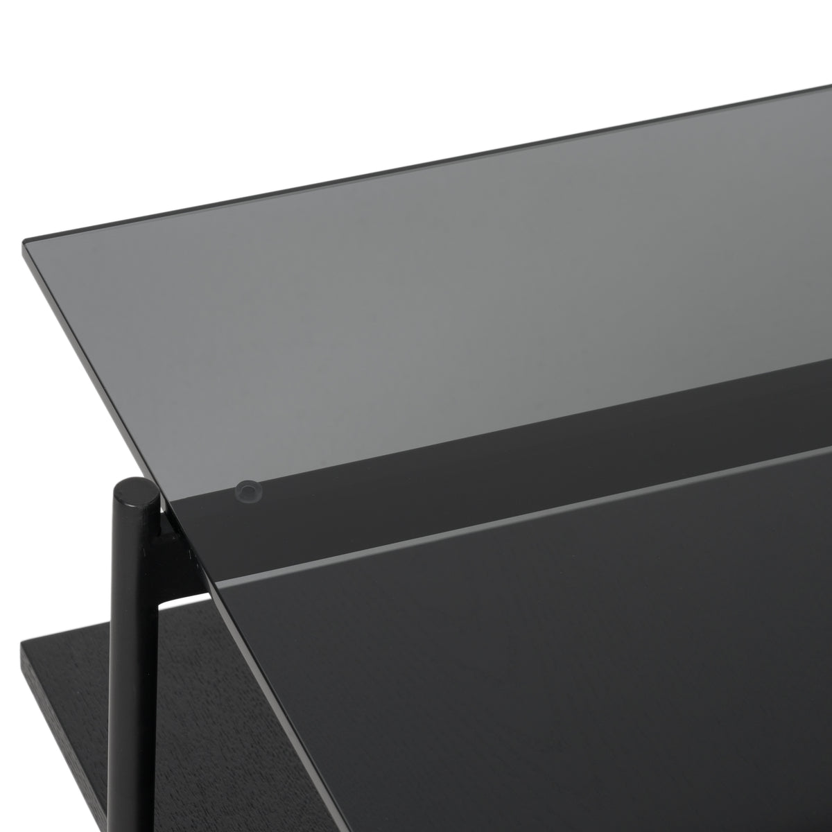 Conley Mid-Century Modern Grey Glass + Black Ash Coffee Table