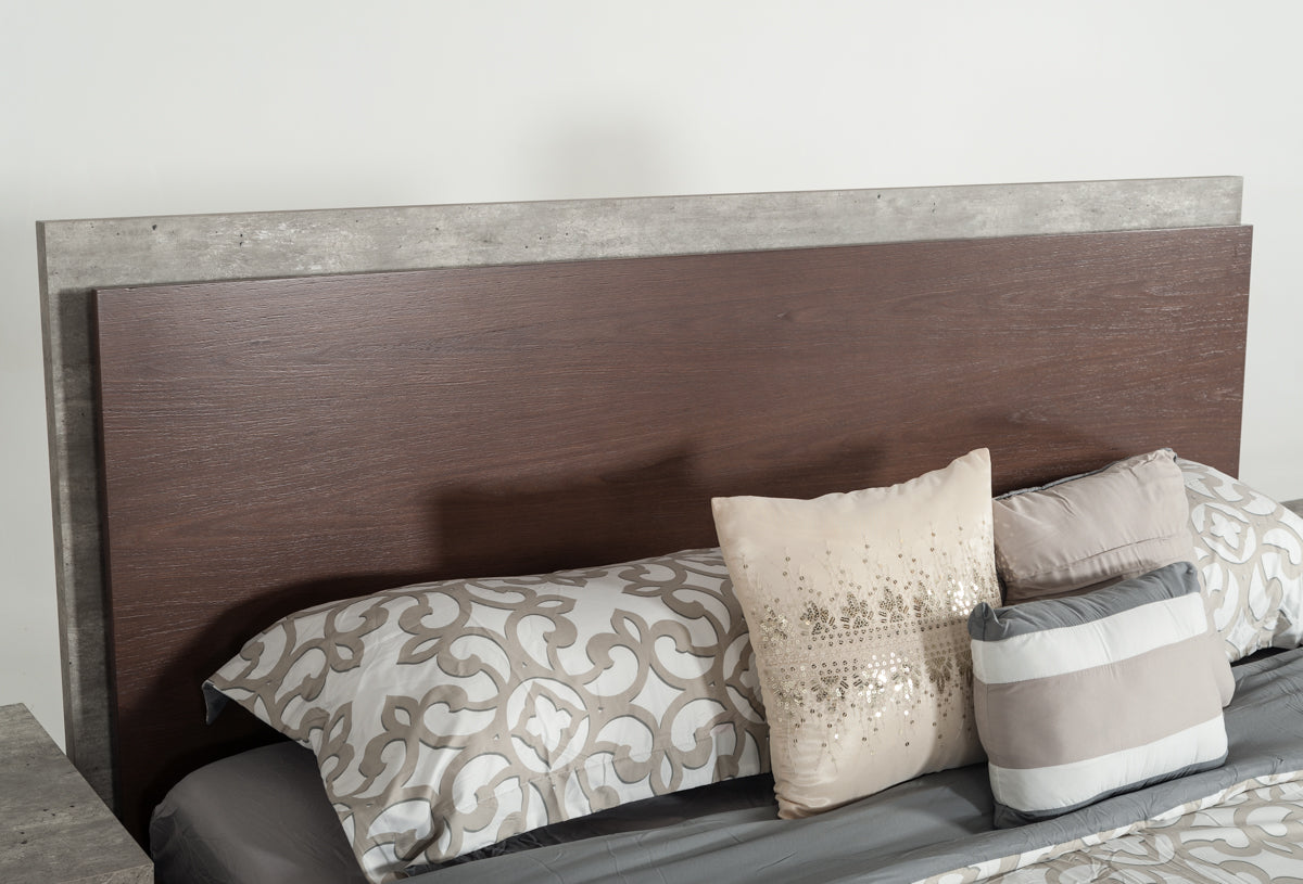 Conner Modern Dark Walnut & Faux Concrete Bed