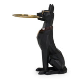 Cool Dog With Plate Modern Black + Gold Sculpture