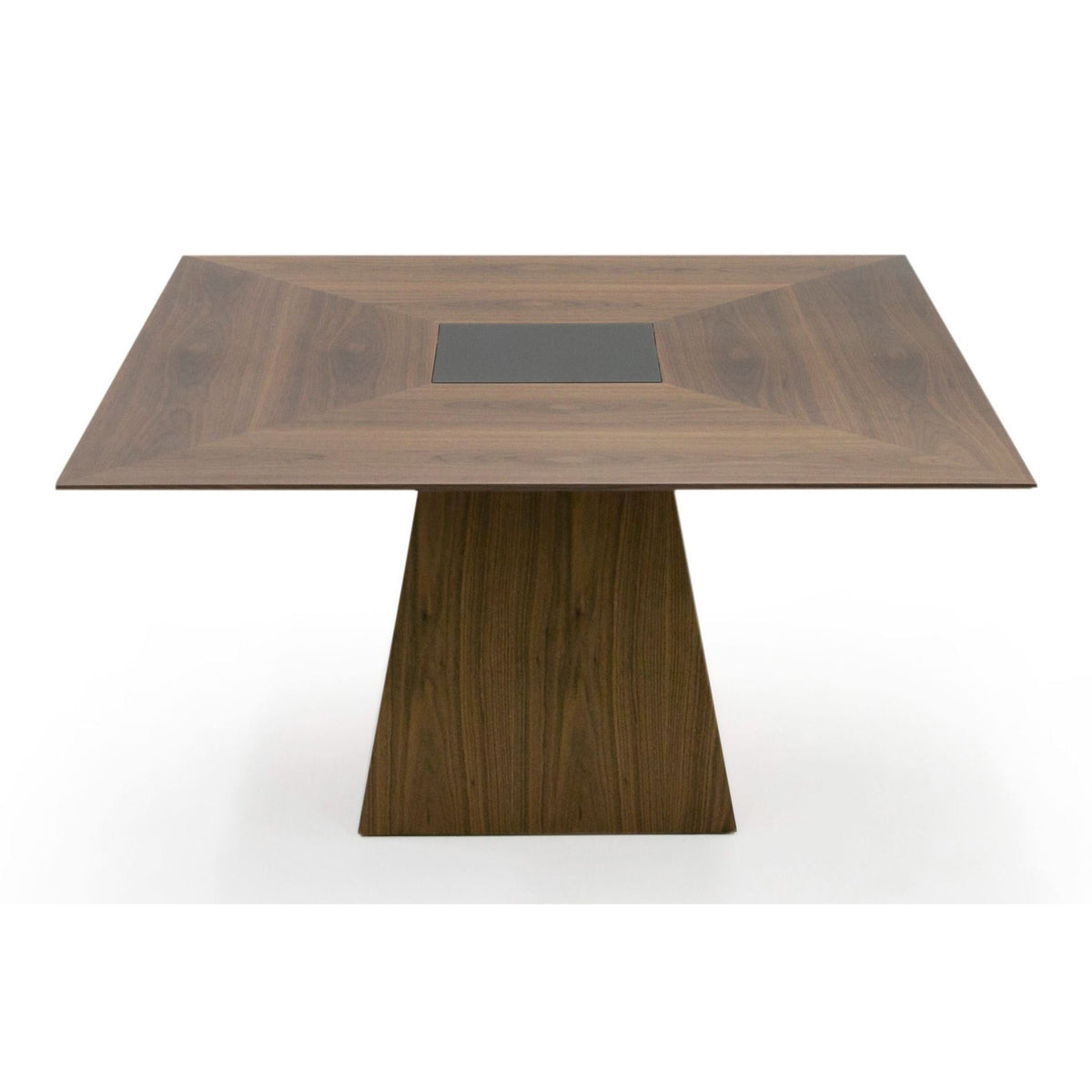 Cora- Modern Walnut and Black Tempered Glass Dining Table