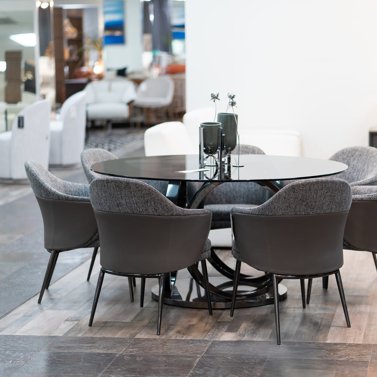 Cora Modern Grey Fabric & Leatherette Dining Chair