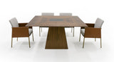 Cora- Modern Walnut and Black Tempered Glass Dining Table