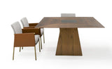Cora- Modern Walnut and Black Tempered Glass Dining Table
