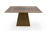 Cora- Modern Walnut and Black Tempered Glass Dining Table