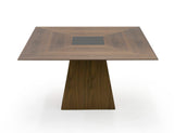Cora- Modern Walnut and Black Tempered Glass Dining Table