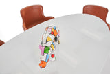 Corbett Modern High Gloss White with Frosted Glass Dining Table