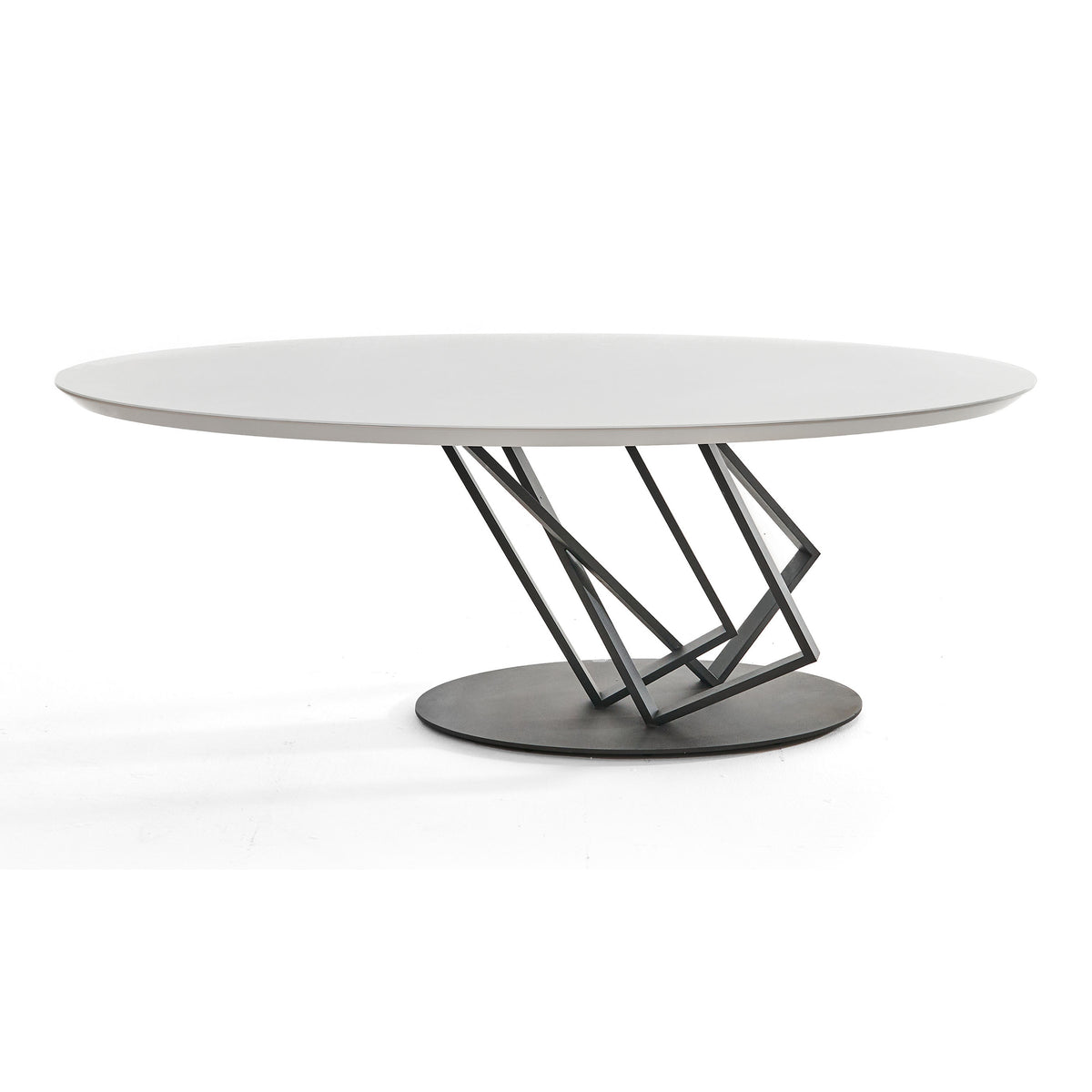 Corbett Modern High Gloss White with Frosted Glass Dining Table