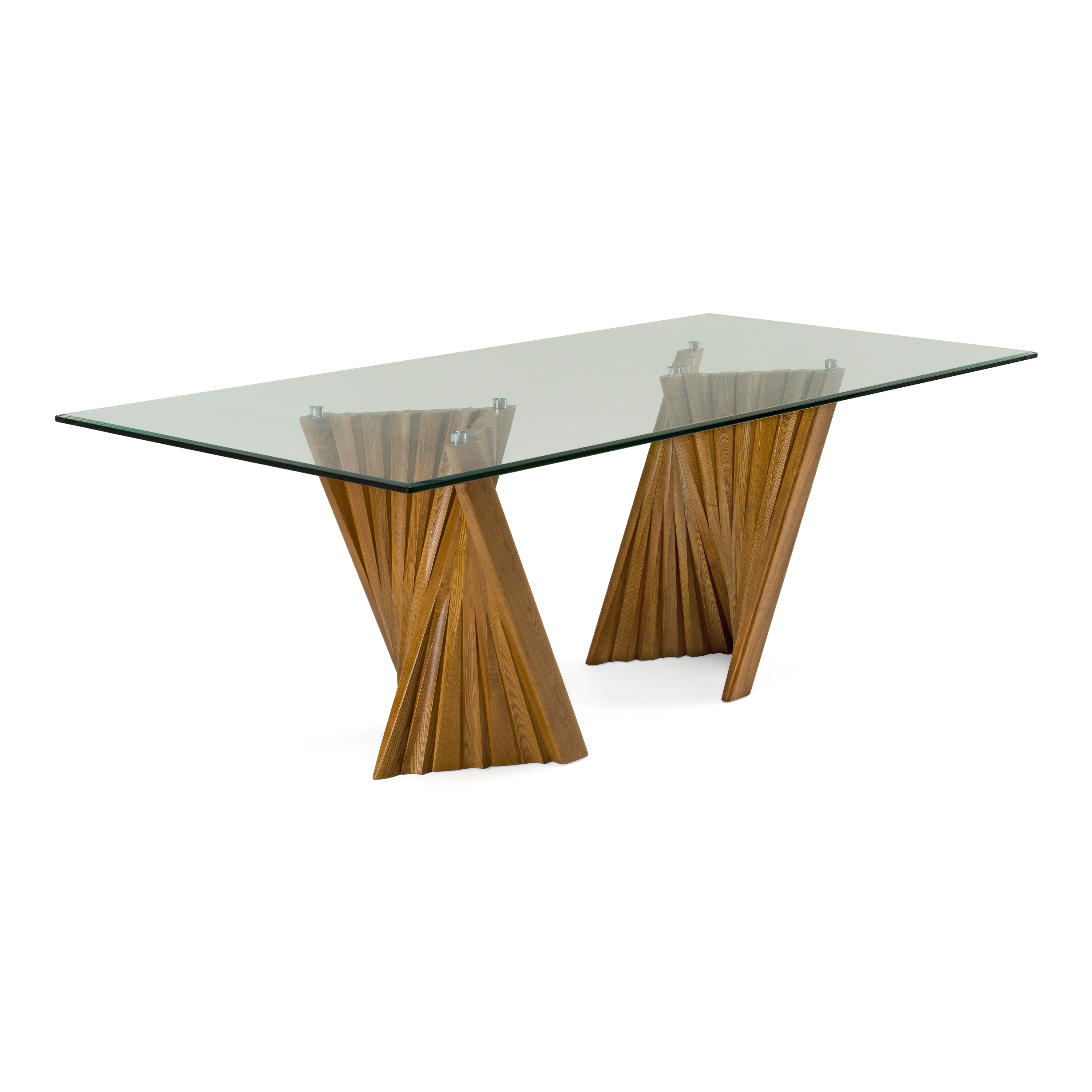 Corbin Mid-Century Walnut and Glass Dining Table