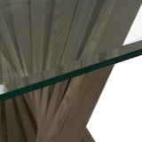 Corbin Mid-Century Grey Ash & Glass Dining Table