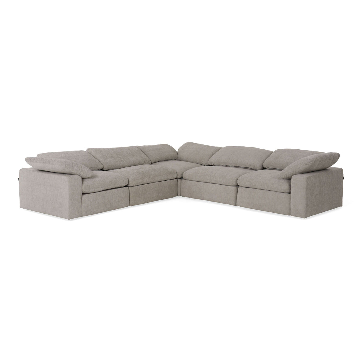 Corinth Modern Grey Fabric Sectional Sofa with 3 Power Recliners