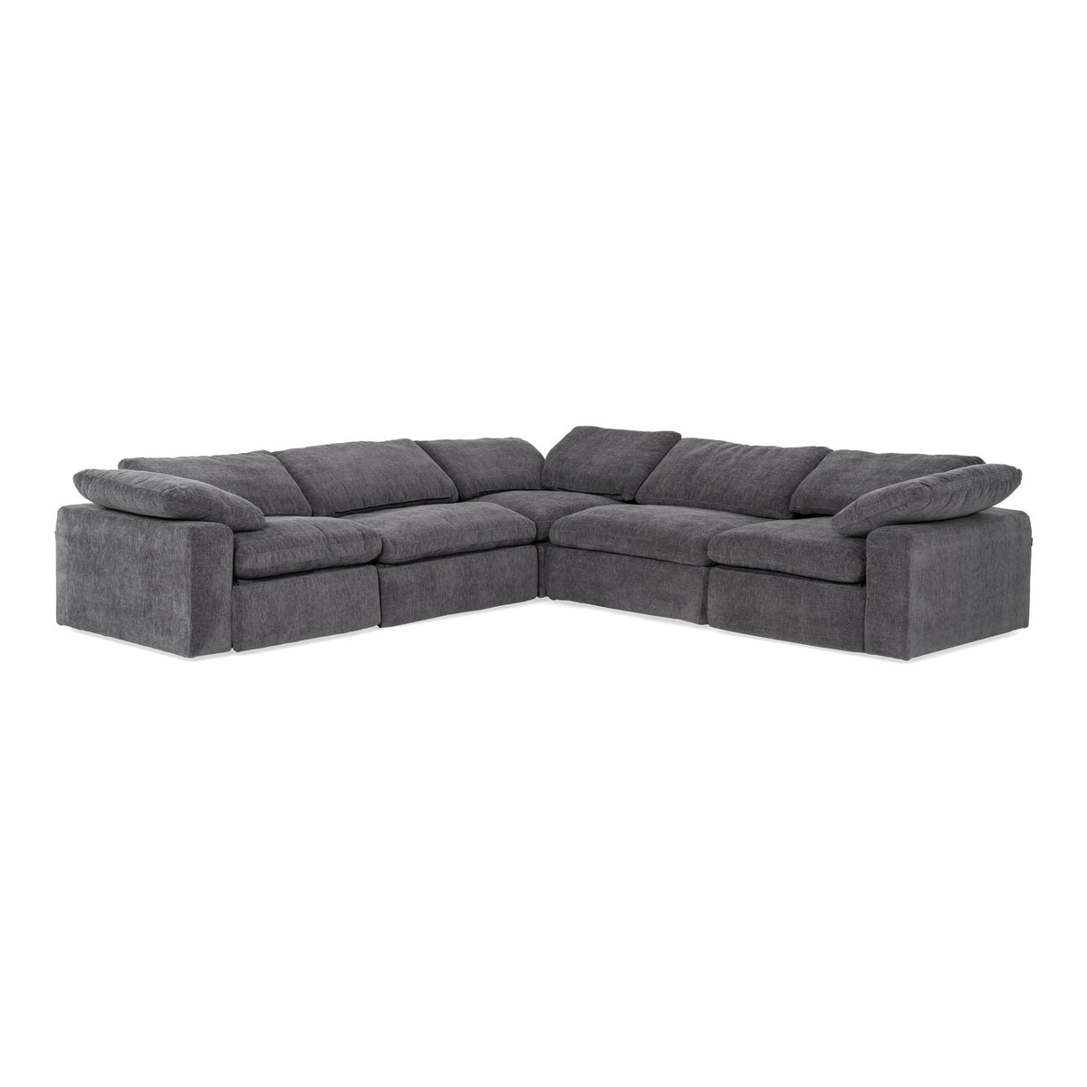 Corinth Modern Dark Grey Fabric Sectional Sofa with 3 Power Recliners