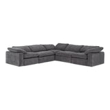 Corinth Modern Dark Grey Fabric Sectional Sofa with 3 Power Recliners