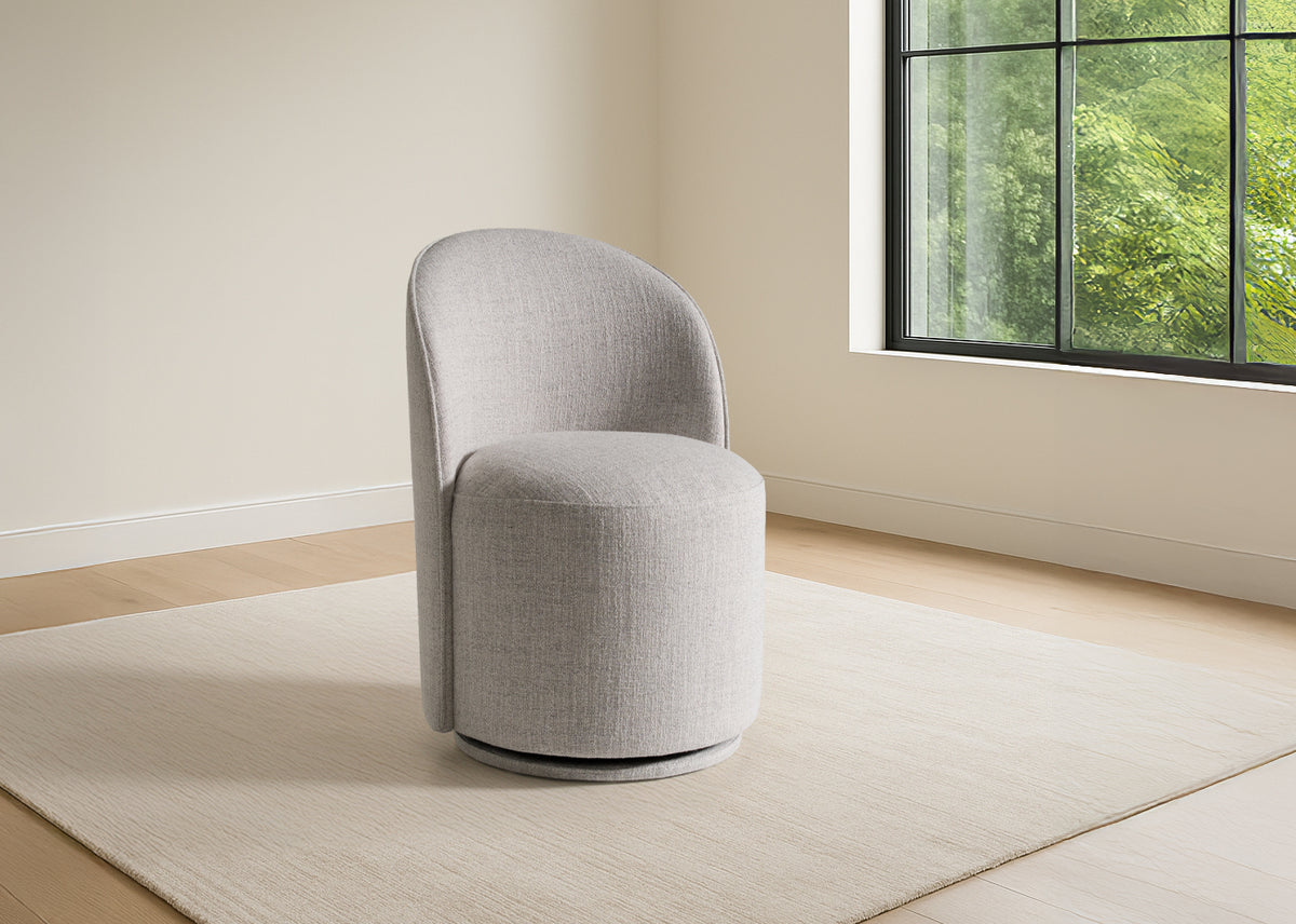 Correa Modern Light Grey Fabric Swivel Dining Chair