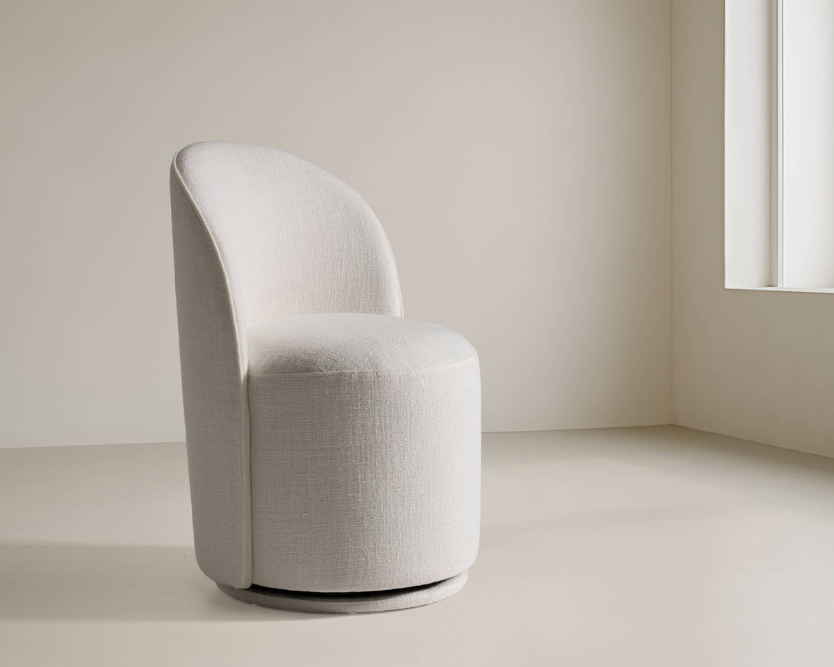Correa Modern White Fabric Swivel Dining Chair