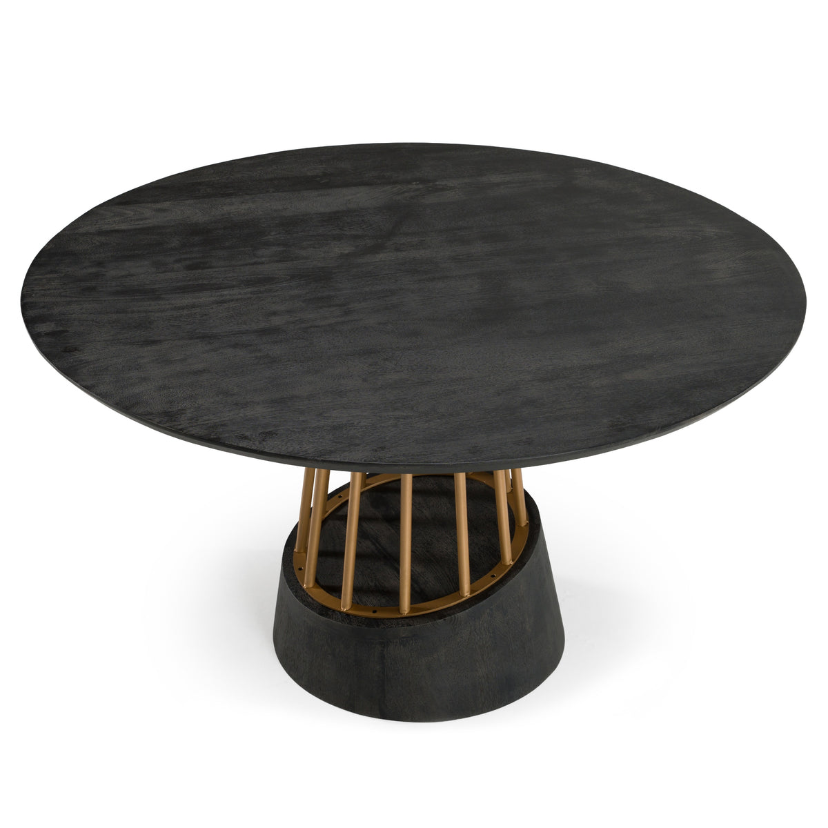 Cotopaxi Modern Charcoal + Brass Round Dining Table