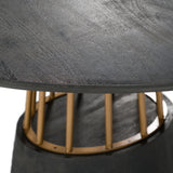 Cotopaxi Modern Charcoal + Brass Round Dining Table