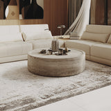 Cozad Modern Faux Travertine Round Coffee Table
