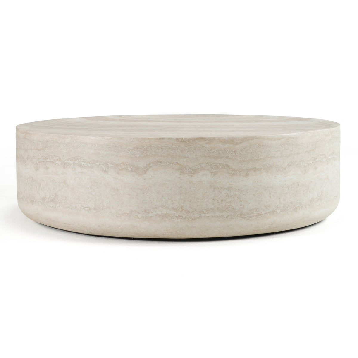 Cozad Modern Faux Travertine Round Coffee Table