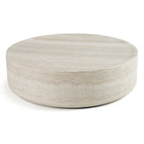 Cozad Modern Faux Travertine Round Coffee Table