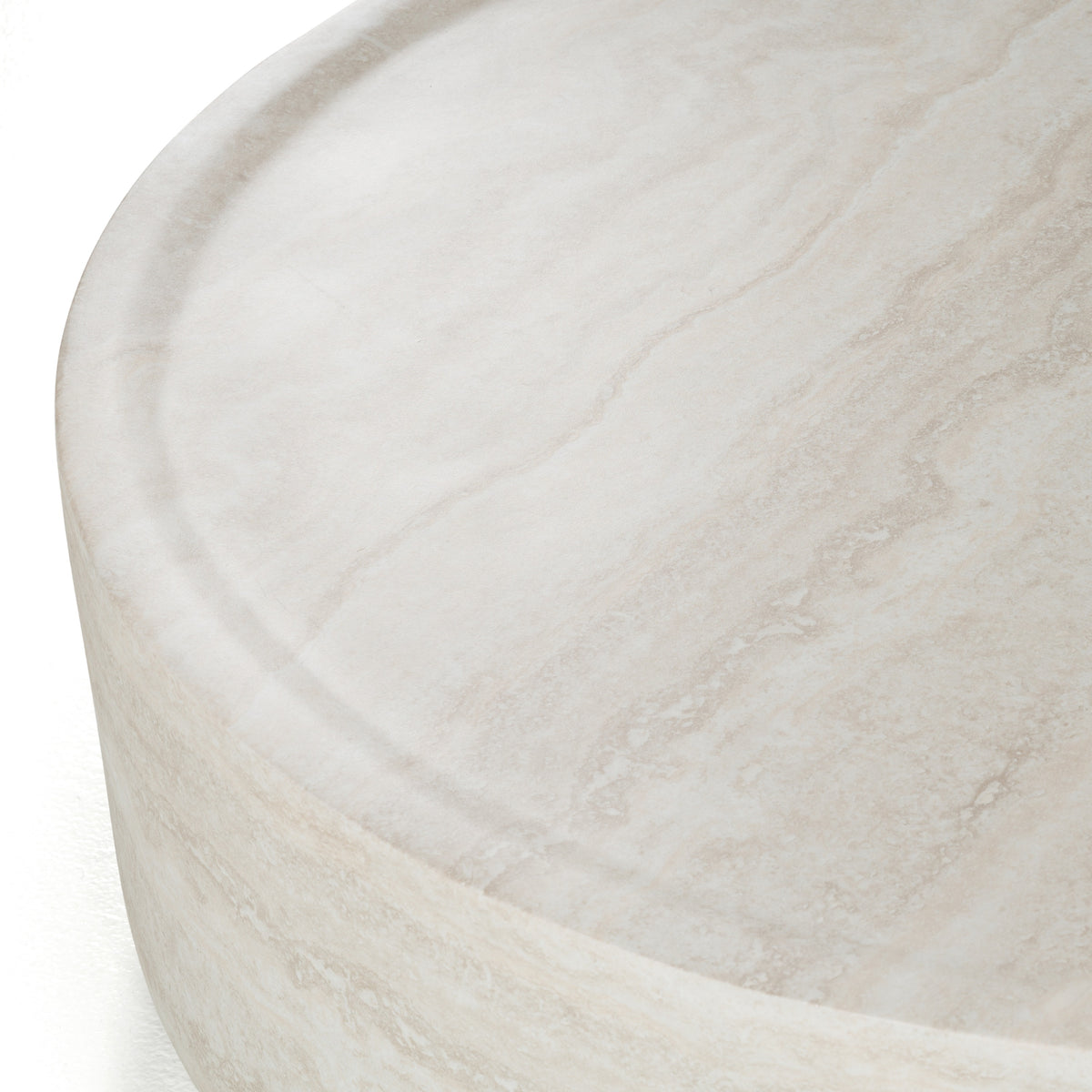 Cozad Modern Faux Travertine Round Coffee Table