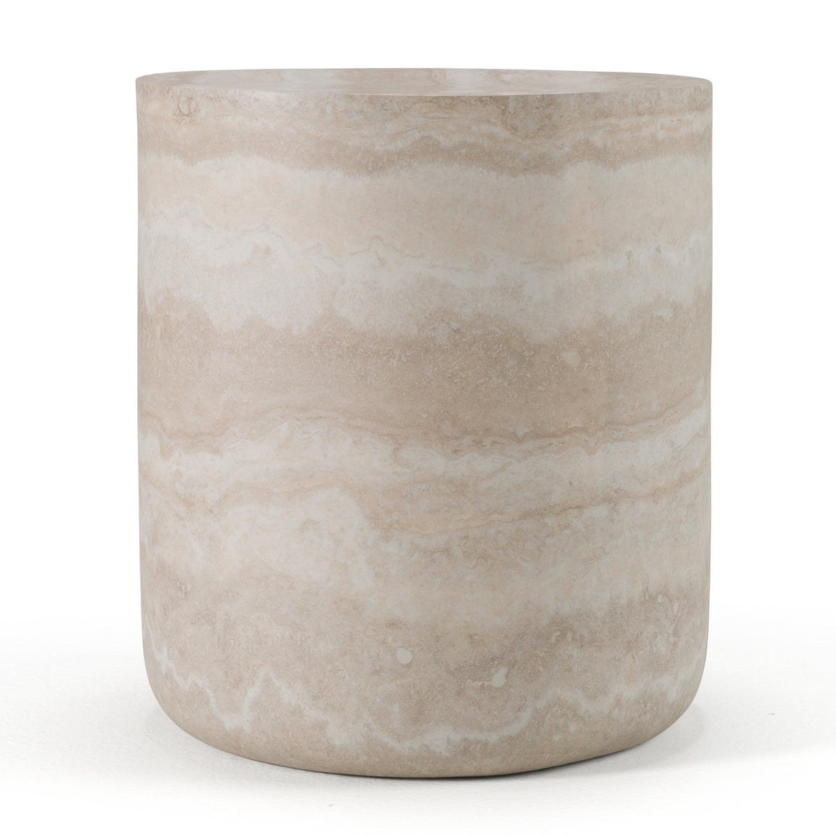 Cozad Modern Faux Travertine Round End Table