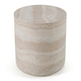 Cozad Modern Faux Travertine Round End Table