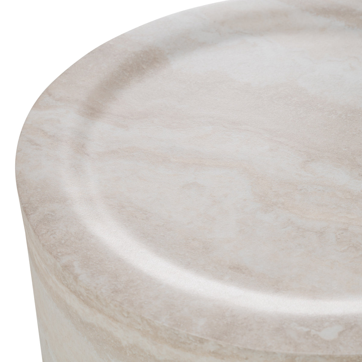 Cozad Modern Faux Travertine Round End Table