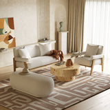 Kael Contemporary White Sherpa Ottoman