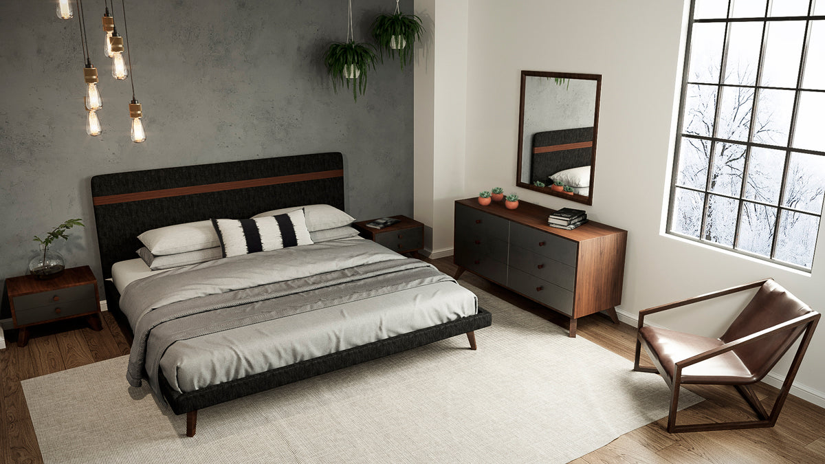Queen Dali Modern Grey & Walnut Bedroom Set