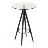 Dallas Clear Glass and Black Metal Bar Table