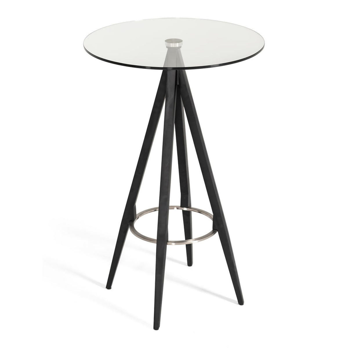 Dallas Clear Glass and Black Metal Bar Table
