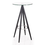 Dallas Clear Glass and Black Metal Bar Table