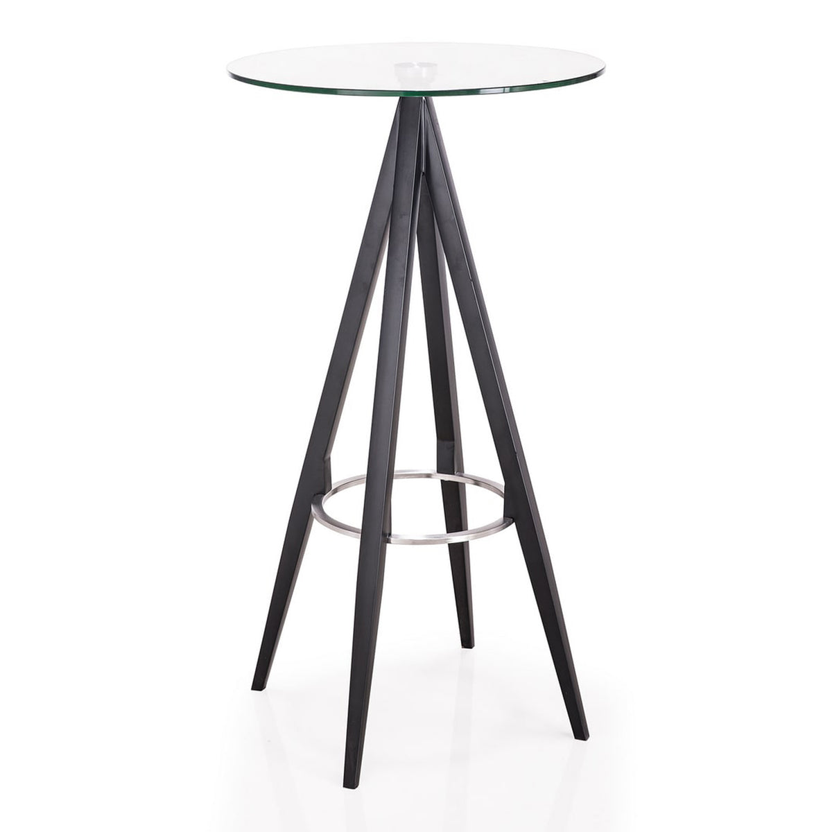 Dallas Clear Glass and Black Metal Bar Table