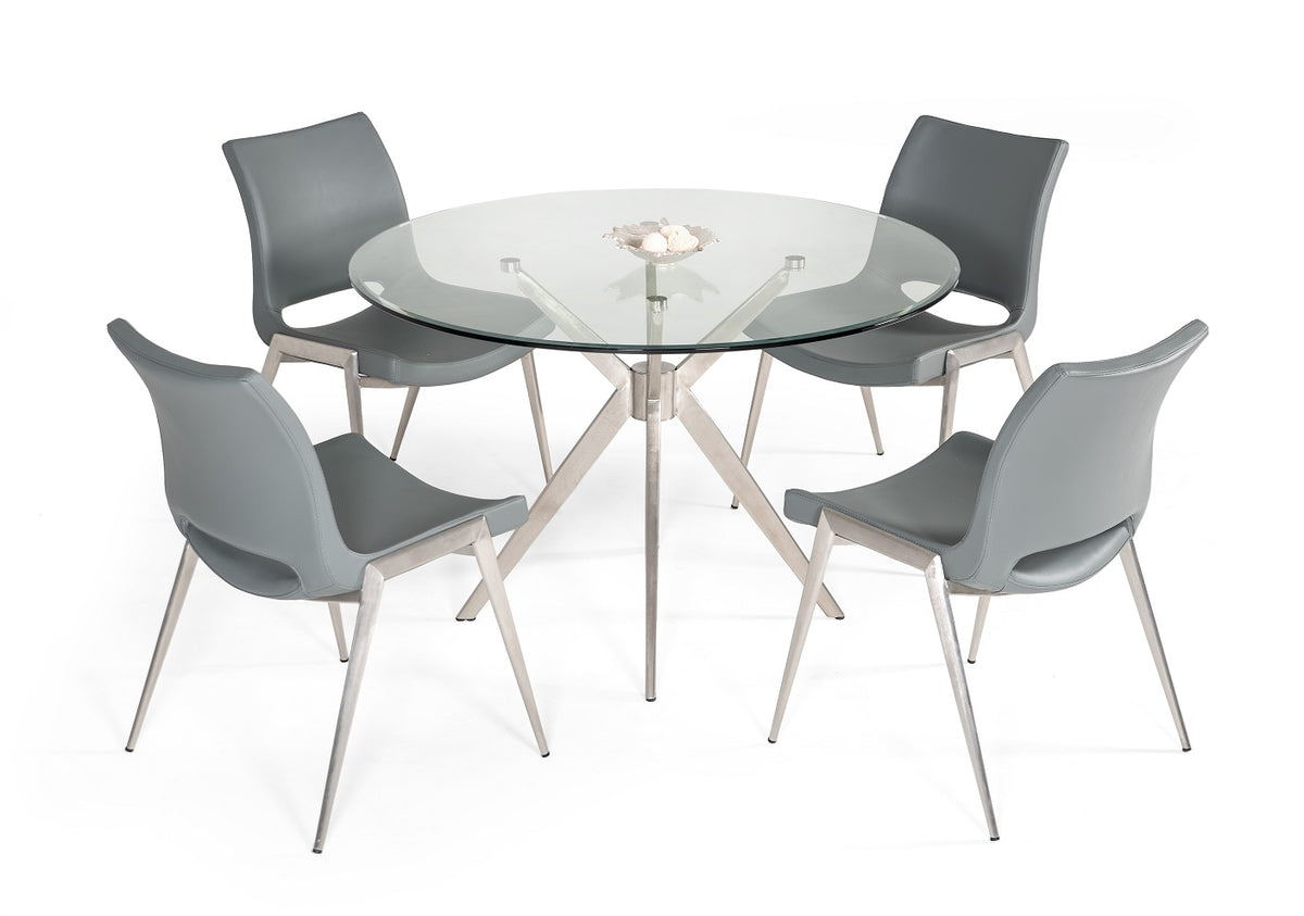 Dallas Modern Brushed Stainless Steel Dining Table