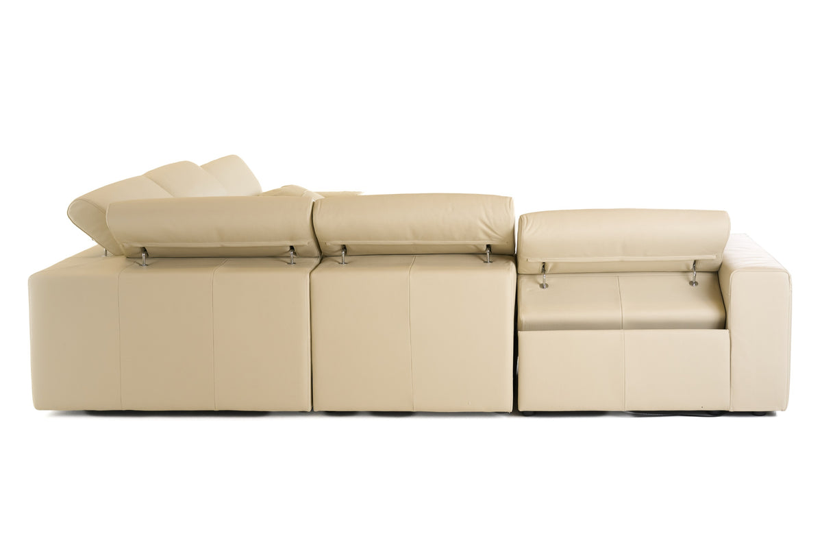 Dalton Modern Italian Cream Leather Sectional Sofa + Recliners