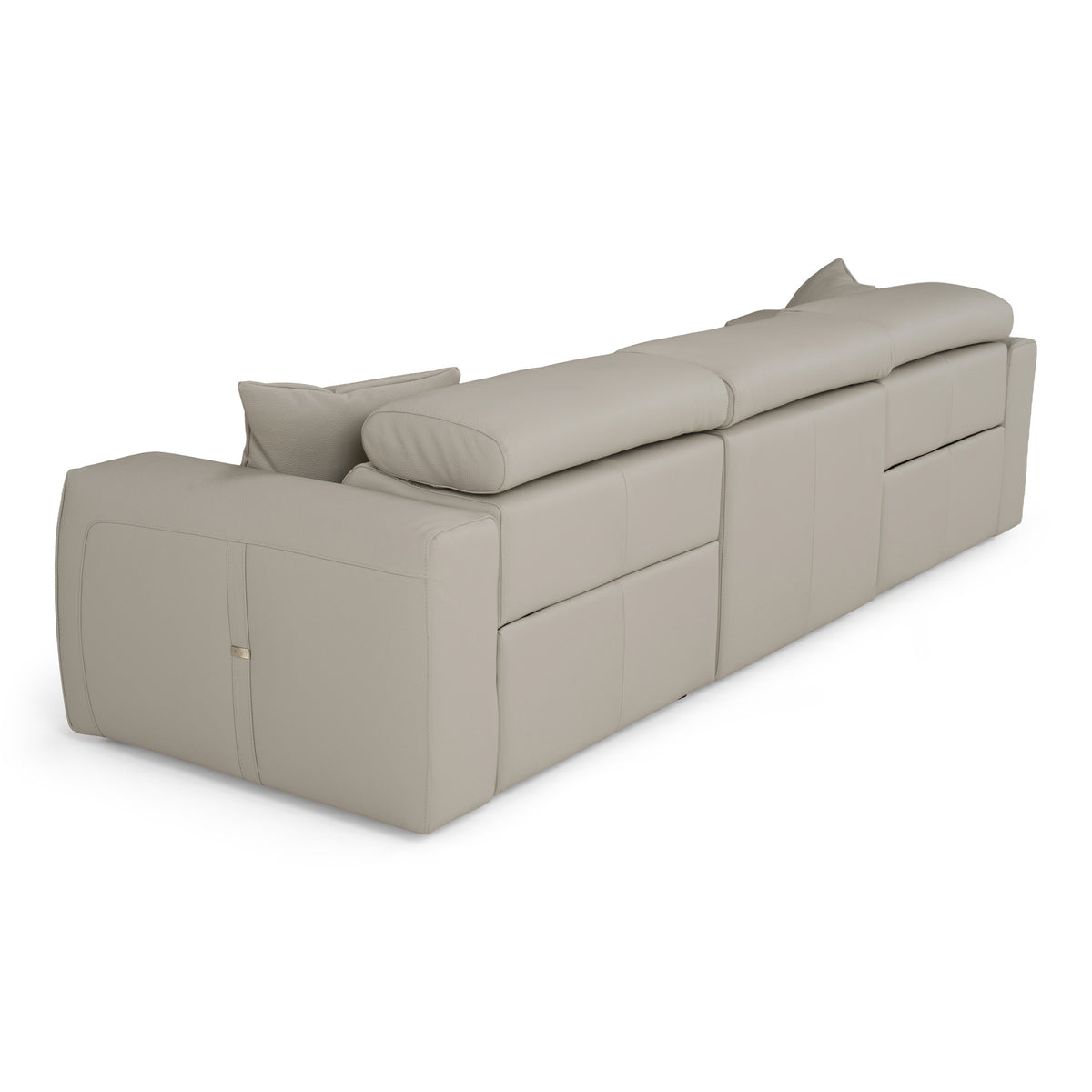 Dalton Modern Italian Light Grey Leather 4-Seat Sofa + 2 Recliners
