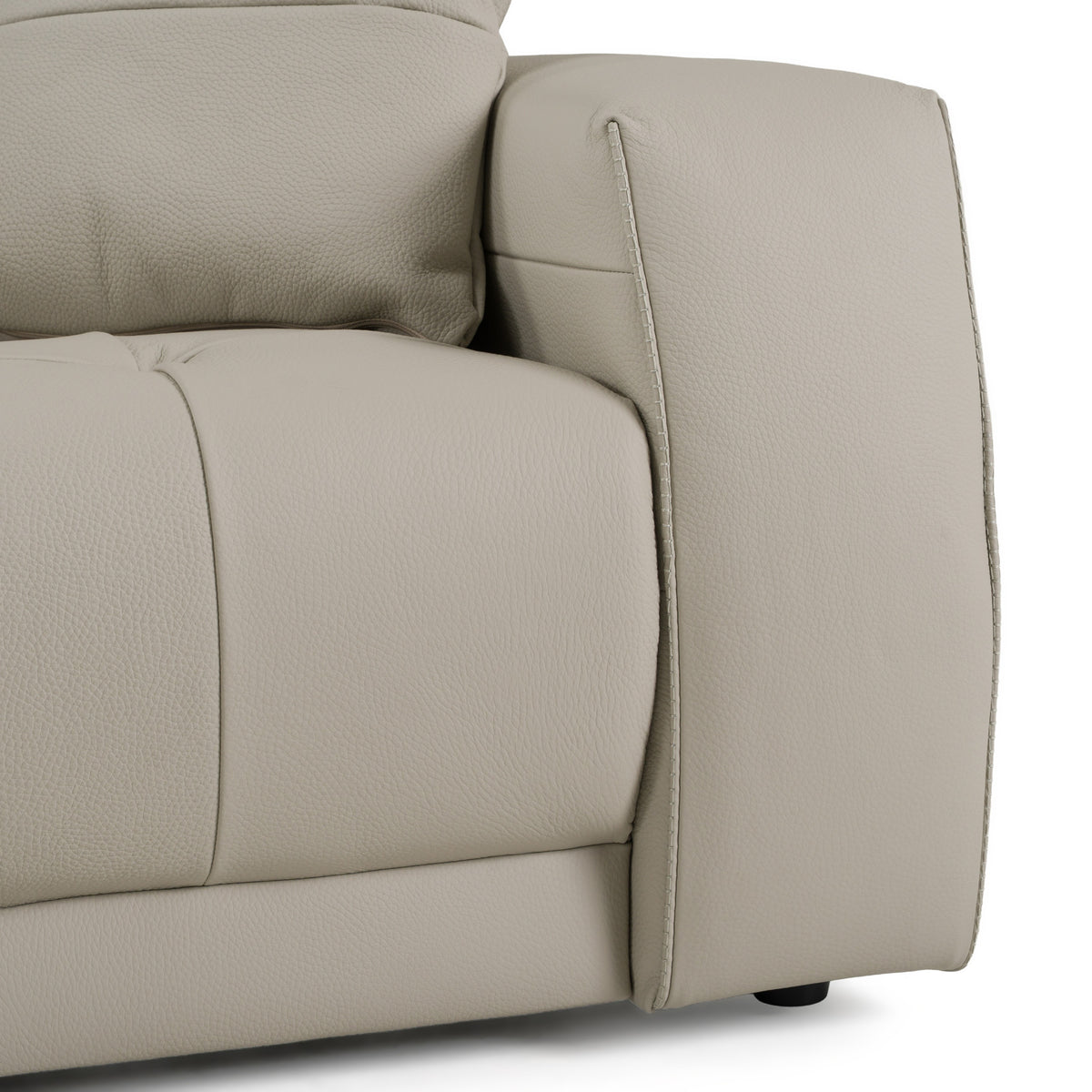 Dalton Modern Italian Light Grey Leather 4-Seat Sofa + 2 Recliners