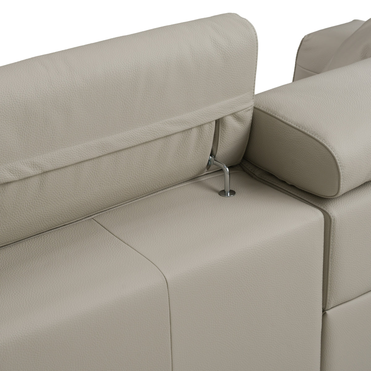 Dalton Modern Italian Light Grey Leather 4-Seat Sofa + 2 Recliners