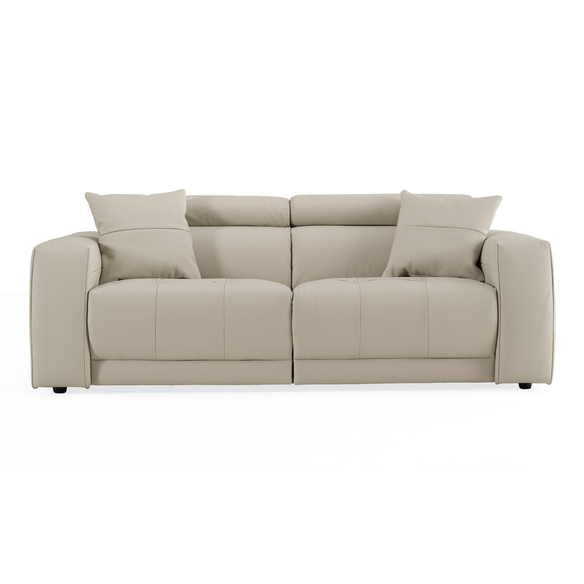 Dalton Modern Italian Light Grey Leather 3-Seat Sofa + 2 Recliners