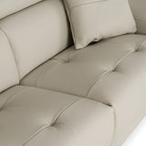 Dalton Modern Italian Light Grey Leather 3-Seat Sofa + 2 Recliners