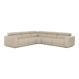 Dalton Modern Italian Oyster Leather Sectional + 2 Recliners