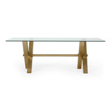 Dandy Modern Golden & Glass Dining Table