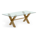 Dandy Modern Golden & Glass Dining Table