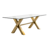 Dandy Modern Golden & 15mm Glass Dining Table