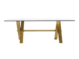 Mielcasa | Gold Modrest Dandy Modern Golden & 15mm Glass Dining Table | SKU VGGMDT-1305-DT-15MM | MPN: 81457 | Free Delivery & Free Return